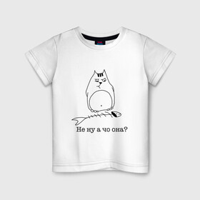 Детская футболка хлопок с принтом Не ну а чо она? , 100% хлопок | круглый вырез горловины, полуприлегающий силуэт, длина до линии бедер | вор | кот | котик | котики | коты | котэ | кошка | кошки | рыба | съел