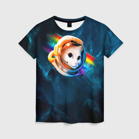 Женская футболка 3D с принтом Котик Космонавт , 100% полиэфир ( синтетическое хлопкоподобное полотно) | прямой крой, круглый вырез горловины, длина до линии бедер | cat | астронавт | звезды | киса | киска | кися | космонавт | космос | кот | котик | котики | кошка | скафандр