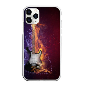Чехол для iPhone 11 Pro Max матовый с принтом Гитара - Огонь и вода , Силикон |  | guitar | music | rock | гитара | музыка | рок