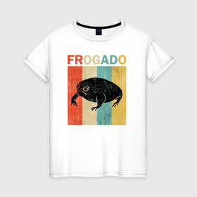 Женская футболка хлопок с принтом Дождевая жаба Frog + Avocado , 100% хлопок | прямой крой, круглый вырез горловины, длина до линии бедер, слегка спущенное плечо | Тематика изображения на принте: avocado | breviceps fuscus | english | frog | авокадо | амфибия | африка | африканская дождевая лягушка | винтаж | винтажный дизайн | дождевая жаба | жаба | иллюстрация | иностранный | лягушка | надпись | по английски