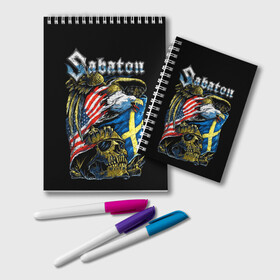 Блокнот с принтом Sabaton , 100% бумага | 48 листов, плотность листов — 60 г/м2, плотность картонной обложки — 250 г/м2. Листы скреплены удобной пружинной спиралью. Цвет линий — светло-серый
 | heavy metal | heroes | sabaton | the great war | the last stand | группы | метал | музыка | сабатон | хэви метал