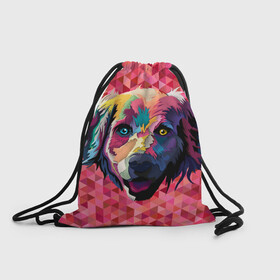 Рюкзак-мешок 3D с принтом Радужный пёс , 100% полиэстер | плотность ткани — 200 г/м2, размер — 35 х 45 см; лямки — толстые шнурки, застежка на шнуровке, без карманов и подкладки | animal | dog | звери | пёс | пёсель | радужный | собака | собакен