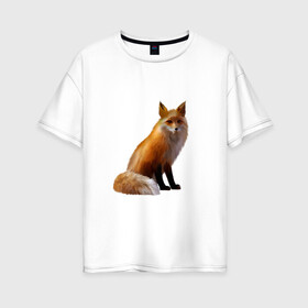 Женская футболка хлопок Oversize с принтом лиса , 100% хлопок | свободный крой, круглый ворот, спущенный рукав, длина до линии бедер
 | животное | зверь | лисица | пушистая лисичка | хищник