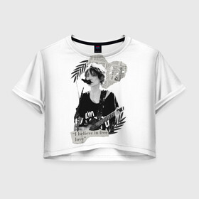 Женская футболка Crop-top 3D с принтом Free love , 100% полиэстер | круглая горловина, длина футболки до линии талии, рукава с отворотами | земфира | любовь | музыка | музыканты | песни о любви