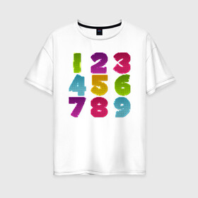 Женская футболка хлопок Oversize с принтом цифры , 100% хлопок | свободный крой, круглый ворот, спущенный рукав, длина до линии бедер
 | биржа | дети | математика | таблица | ученик | учитель | цена | цифры | число | школа