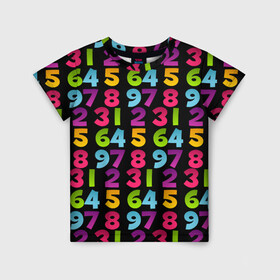 Детская футболка 3D с принтом цифры , 100% гипоаллергенный полиэфир | прямой крой, круглый вырез горловины, длина до линии бедер, чуть спущенное плечо, ткань немного тянется | детство | математика | счёт | ученик | учитель | цифры | школа