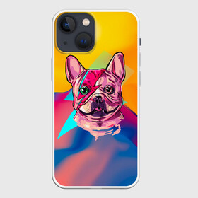 Чехол для iPhone 13 mini с принтом Собака с молнией ,  |  | dog | бульдог | гроза | молния | мопс | пес | собака | собаки | собачка | текстура