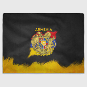 Плед 3D с принтом Yellow and Black Armenia , 100% полиэстер | закругленные углы, все края обработаны. Ткань не мнется и не растягивается | armenia | logo | армения | армян | армяни | герб | лев и орел | лого | символ | флаг | флаг и герб армении