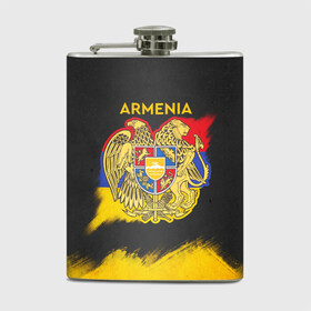 Фляга с принтом Yellow and Black Armenia , металлический корпус | емкость 0,22 л, размер 125 х 94 мм. Виниловая наклейка запечатывается полностью | Тематика изображения на принте: armenia | logo | армения | армян | армяни | герб | лев и орел | лого | символ | флаг | флаг и герб армении