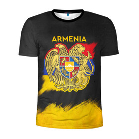 Мужская футболка 3D спортивная с принтом Yellow and Black Armenia , 100% полиэстер с улучшенными характеристиками | приталенный силуэт, круглая горловина, широкие плечи, сужается к линии бедра | armenia | logo | армения | армян | армяни | герб | лев и орел | лого | символ | флаг | флаг и герб армении