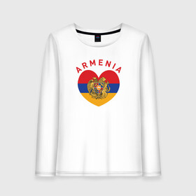Женский лонгслив хлопок с принтом The Heart of Armenia , 100% хлопок |  | Тематика изображения на принте: armenia | logo | армения | армян | армяни | герб | лев и орел | лого | символ | флаг | флаг и герб армении