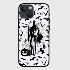 Чехол для iPhone 13 mini с принтом Хэллоуин, Grim Reaper ,  |  | Тематика изображения на принте: bat | death | ghost | halloween | horror | spiderweb | вампиры | летучая мышь | летучие мыши | нечистая сила | нечисть | пауки | паутина | привидение | призрак | страшный | тыква | тьма | хеллоуин | хоррор | хэллоуин