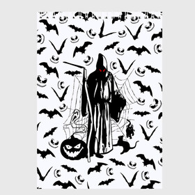 Скетчбук с принтом Хэллоуин, Grim Reaper , 100% бумага
 | 48 листов, плотность листов — 100 г/м2, плотность картонной обложки — 250 г/м2. Листы скреплены сверху удобной пружинной спиралью | Тематика изображения на принте: bat | death | ghost | halloween | horror | spiderweb | вампиры | летучая мышь | летучие мыши | нечистая сила | нечисть | пауки | паутина | привидение | призрак | страшный | тыква | тьма | хеллоуин | хоррор | хэллоуин