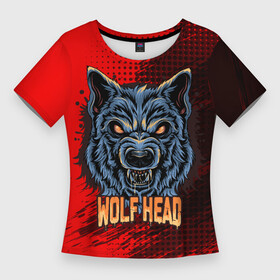Женская футболка 3D Slim с принтом Wolf head ,  |  | арт | волк | голова | графика | животные | звери