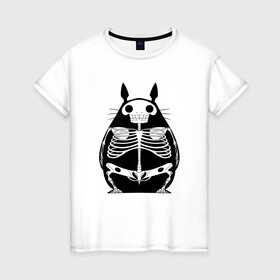 Женская футболка хлопок с принтом Totoro Skeletor , 100% хлопок | прямой крой, круглый вырез горловины, длина до линии бедер, слегка спущенное плечо | ghibli | japan | nature | neigbor | neighbour | totoro | анимация | аниме | гибли | друг | животные | лес | милый | мир | миядзаки | мой сосед тоторо | мульт | мультфильм | природа | скелет | сосед | тоторо | хаяо | хранитель