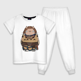 Детская пижама хлопок с принтом Totoro Aloy , 100% хлопок |  брюки и футболка прямого кроя, без карманов, на брюках мягкая резинка на поясе и по низу штанин
 | Тематика изображения на принте: aloy | ghibli | horizon | japan | nature | neigbor | neighbour | totoro | анимация | аниме | гибли | друг | животные | игра | лес | милый | миядзаки | мой сосед тоторо | мульт | мультфильм | природа | сосед | тоторо | хаяо | хорайзон