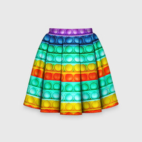 Детская юбка-солнце 3D с принтом  ПОП ИТ ANTI-STRESS , 100% полиэстер | Эластичный пояс, крупные складки | pop it | popit | антистресс | игрушка | поп ит | попит | пузырчатая плёнка | пупырка | симпл димпл | симплдимпл