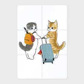 Магнитный плакат 2Х3 с принтом Котики отправляются в отпуск , Полимерный материал с магнитным слоем | 6 деталей размером 9*9 см | Тематика изображения на принте: арт | катана | кот | котёнок | котики | коты | котята | кошка | кошки | милая кошка | милый кот | милый котёнок | отдых | отпуск | пончик | рисунок | рюкзак | чемодан | япония