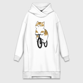 Платье-худи хлопок с принтом Котик на велосипеде ,  |  | арт | велосипед | ветер | кот | котёнок | кошка | милая кошка | милый кот | милый котёнок | отдых | отдыхает | пончик | рисунок