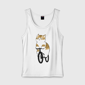 Женская майка хлопок с принтом Котик на велосипеде , 95% хлопок, 5% эластан |  | арт | велосипед | ветер | кот | котёнок | кошка | милая кошка | милый кот | милый котёнок | отдых | отдыхает | пончик | рисунок