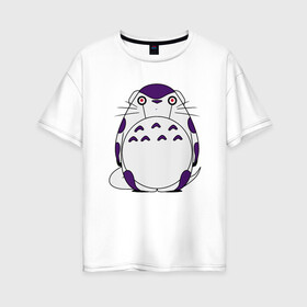 Женская футболка хлопок Oversize с принтом Totoro Frieza , 100% хлопок | свободный крой, круглый ворот, спущенный рукав, длина до линии бедер
 | dragon ball | frieza | ghibli | japan | nature | neigbor | totoro | анимация | аниме | гибли | друг | животные | лес | манга | милый | миядзаки | мой сосед тоторо | мульт | мультфильм | природа | сосед | торияма | тоторо | фриза