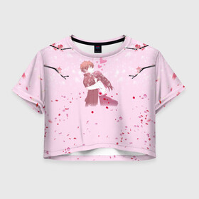 Женская футболка Crop-top 3D с принтом Аниме Объятия Любовь Пара , 100% полиэстер | круглая горловина, длина футболки до линии талии, рукава с отворотами | anime | japan | love | аниме | анимэ | знак | любовь | манги | обнимашки | пара | парные | персонаж | сакура | саске | сердечки | сердце | цветы | япония