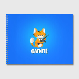 Альбом для рисования с принтом Catnite , 100% бумага
 | матовая бумага, плотность 200 мг. | Тематика изображения на принте: cs go | fortnite | кот | котик | смешной кот | смешной фортнайт | фортнайт | шутер