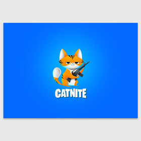 Поздравительная открытка с принтом Catnite , 100% бумага | плотность бумаги 280 г/м2, матовая, на обратной стороне линовка и место для марки
 | cs go | fortnite | кот | котик | смешной кот | смешной фортнайт | фортнайт | шутер