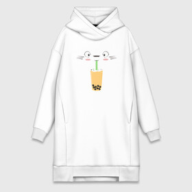 Платье-худи хлопок с принтом Totoro Drink ,  |  | ghibli | japan | nature | neigbor | neighbour | totoro | анимация | аниме | гибли | друг | животные | лес | милый | мир | миядзаки | мой сосед тоторо | мульт | мультфильм | природа | сок | сосед | сусуватари | тоторо | хаяо