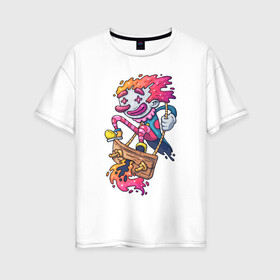 Женская футболка хлопок Oversize с принтом Клоун , 100% хлопок | свободный крой, круглый ворот, спущенный рукав, длина до линии бедер
 | halloween | иллюстрация | клоун | рисунок | хелуин