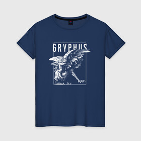 Женская футболка хлопок с принтом Gryphus / Грифон , 100% хлопок | прямой крой, круглый вырез горловины, длина до линии бедер, слегка спущенное плечо | monster | грифон | древний | животные | зверь | мифический | монстр | птица | страшный | существо