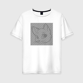 Женская футболка хлопок Oversize с принтом Cat illusion , 100% хлопок | свободный крой, круглый ворот, спущенный рукав, длина до линии бедер
 | art | illusion | арт | иллюзия | линии | надпись | оптическая | оптическая иллюзия