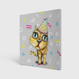 Холст квадратный с принтом Котик , 100% ПВХ |  | геометрия | глаза | день рождения | именинник | кот | котик