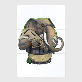 Магнитный плакат 2Х3 с принтом Слон-военный , Полимерный материал с магнитным слоем | 6 деталей размером 9*9 см | автомат | арт | животное | зверь | оружие | рисунок | слон | человекоподобный
