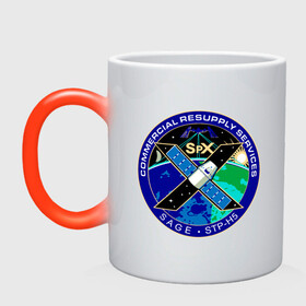 Кружка хамелеон с принтом SPACEX Илон Маск Лого , керамика | меняет цвет при нагревании, емкость 330 мл | земля | компания. | космос | логотип | орбита