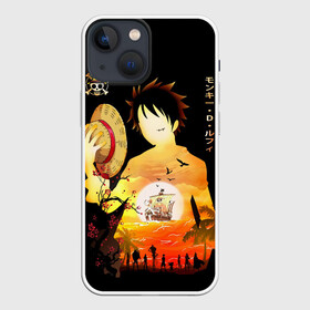 Чехол для iPhone 13 mini с принтом Силуэт  Луффи One piece ,  |  | anime | luffi | luffy | monkey d | mugiwara | one piece | zoro | большой куш | ван пиз | ван пис | вон пиз | вон пис | зоро | луффи | манки | мугивара | ророна