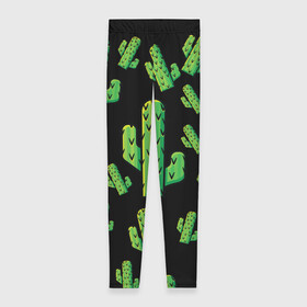 Леггинсы 3D с принтом Cactus Time - Веселые кактусы , 80% полиэстер, 20% эластан | Эластичный пояс, зауженные к низу, низкая посадка | cactus time | веселый | зеленый | кактусы | милый