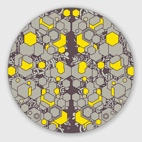 Коврик для мышки круглый с принтом абстракция киберпанк , резина и полиэстер | круглая форма, изображение наносится на всю лицевую часть | абстракция | андроид | киберпанк | провода | робот | симметрия | шестигранники