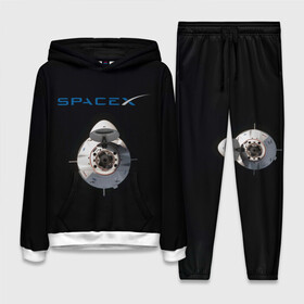 Женский костюм 3D (с толстовкой) с принтом SpaceX Dragon 2 ,  |  | Тематика изображения на принте: rocket | ship | space | spaceship | spacex | икс | корабль | космический | космос | ракета | спейс