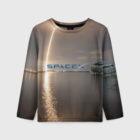 Детский лонгслив 3D с принтом SpaceX Dragon 2 , 100% полиэстер | длинные рукава, круглый вырез горловины, полуприлегающий силуэт
 | Тематика изображения на принте: crew | dragon | falcon 9 | rocket | ship | space | spaceship | spacex | икс | корабль | космический | космос | ракета | спейс