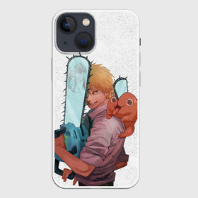 Чехол для iPhone 13 mini с принтом Дэндзи, Почита и бензопила ,  |  | anime | blood | chainsaw man | demon | denji | devil | makima | monster | pochita | аниме | демон | дьявол | дэндзи | кровь | макима | монстр | почита | человек бензопила