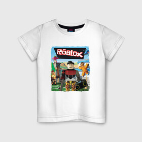 Детская футболка хлопок с принтом ROBLOX | РОБЛОКС (Z) , 100% хлопок | круглый вырез горловины, полуприлегающий силуэт, длина до линии бедер | game | gamer | roblox | robo | simulator | игра | конструктор | роблок | роблокс | робо | симулятор | строительство | фигура
