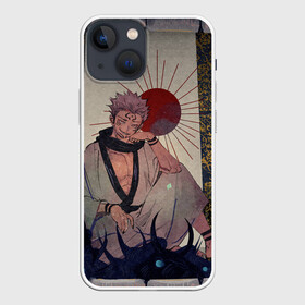 Чехол для iPhone 13 mini с принтом Задумчивый Сукуна ,  |  | anime | black | cursed spirit | demon | evil | good | itadori yuji | magic battle | shaman | sukuna | white | ying yang | аниме | белое | демон | добро | зло | инь ян | итадори юдзи | магическая битва | проклятый дух | рёмен сукуна | черное | шаман