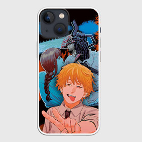 Чехол для iPhone 13 mini с принтом Дэндзи и Макима ,  |  | anime | blood | chainsaw man | demon | denji | devil | makima | monster | pochita | аниме | демон | дьявол | дэндзи | кровь | макима | монстр | почита | человек бензопила