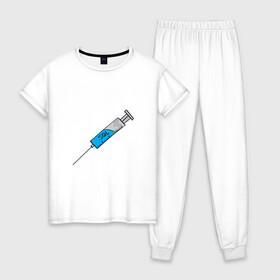 Женская пижама хлопок с принтом SQL Injection инъекция  , 100% хлопок | брюки и футболка прямого кроя, без карманов, на брюках мягкая резинка на поясе и по низу штанин | injection | sql | инъекция | эс кью эль