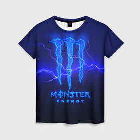 Женская футболка 3D с принтом MONSTER ENERGY МОЛНИЯ , 100% полиэфир ( синтетическое хлопкоподобное полотно) | прямой крой, круглый вырез горловины, длина до линии бедер | monster | monster energy | монстер | монстер енерджи | монстер енэрджи | монстер энерджи | энергетик | энергетический напиток