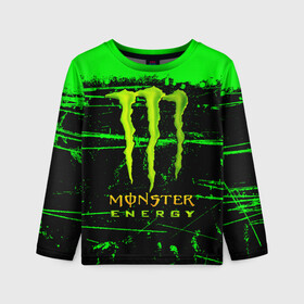 Детский лонгслив 3D с принтом MONSTER ENERGY NEON LOGO , 100% полиэстер | длинные рукава, круглый вырез горловины, полуприлегающий силуэт
 | Тематика изображения на принте: monster | monster energy | монстер | монстер енерджи | монстер енэрджи | монстер энерджи | неон | энергетик | энергетический напиток