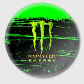 Значок с принтом MONSTER ENERGY NEON LOGO ,  металл | круглая форма, металлическая застежка в виде булавки | monster | monster energy | монстер | монстер енерджи | монстер енэрджи | монстер энерджи | неон | энергетик | энергетический напиток