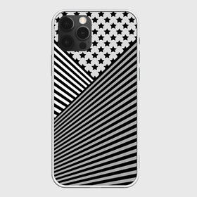 Чехол для iPhone 12 Pro с принтом Полосатый комбинированный узор , силикон | область печати: задняя сторона чехла, без боковых панелей | звезды | комбинированный | молодежный | монохромный | полосатый | серый и черный | современный | черно белый