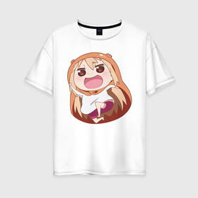 Женская футболка хлопок Oversize с принтом Umaru , 100% хлопок | свободный крой, круглый ворот, спущенный рукав, длина до линии бедер
 | anime | himouto umaru chan | umaru | umaru chan | аниме | аниме сереал | двуличная сестрёнка умару | мульт  фильм | мультсериал | умару | умару дома | умару чан